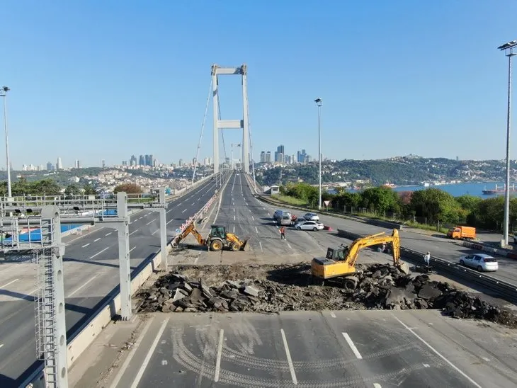 15 Temmuz Şehitler Köprüsü’ne yeni sistem! Çalışmalar havadan böyle görüntülendi