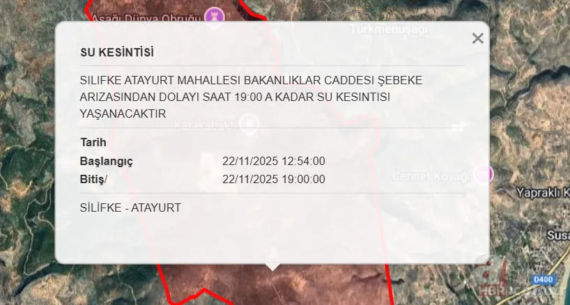 Mersin su kesintisi sorgulama: 22 Kasım Mersin’de su kesintisi ne zaman bitecek? 2