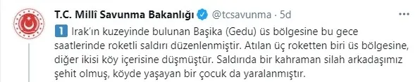Son dakika: Başika’da Türk askeri üs bölgesine kalleş saldırı! MSB: 1 asker şehit oldu