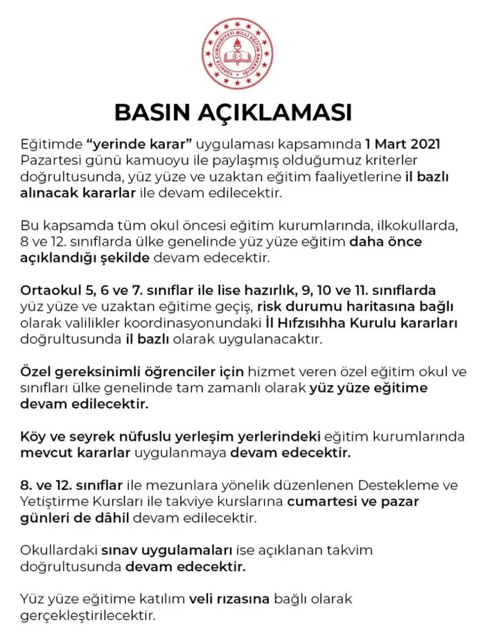 MEB'den son dakika yüz yüze eğitim açıklaması - 9