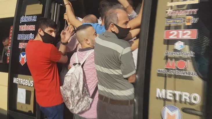 İstanbul’da şoke eden görüntüler! Minibüslerde maskeli izdiham