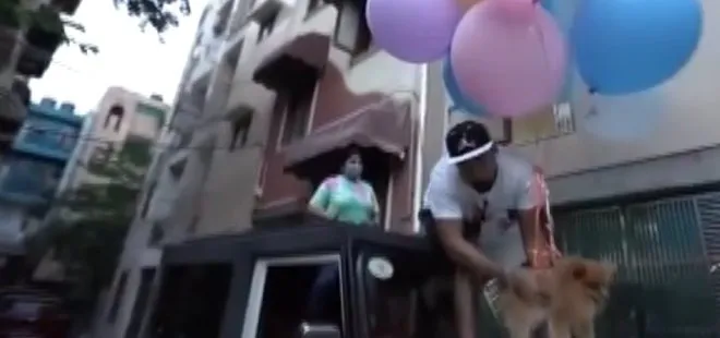 Köpeğini uçan balona bağlayıp uçurdu! Gözaltına alındı