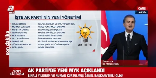 AK Parti Sözcüsü Ömer Çelik MKYK toplantısı sonrasında açıkladı! İşte AK Parti’nin yeni yönetimi! Kabinede değişim olacak mı?