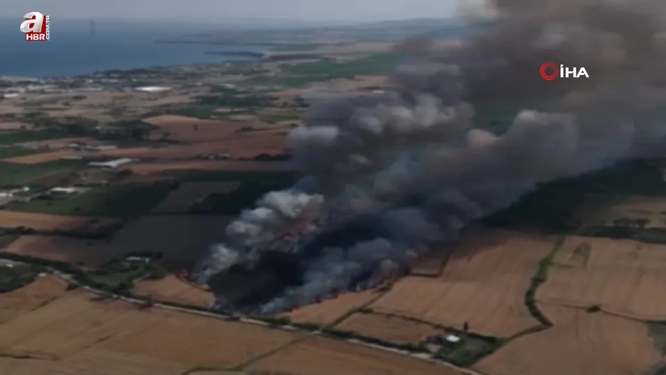 Çanakkale’de tarım arazisinde yangın