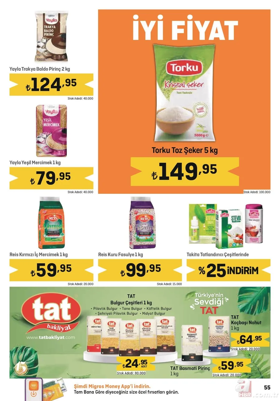Migros 26 Nisan indirim kataloğu yayında! Migros’da 5KG Un 69,00 TL, Süzme Peynir 59,90 TL, Salça 39,95 TL, Ayçiçek Yağı 5L 199,95 TL’den satışta 15