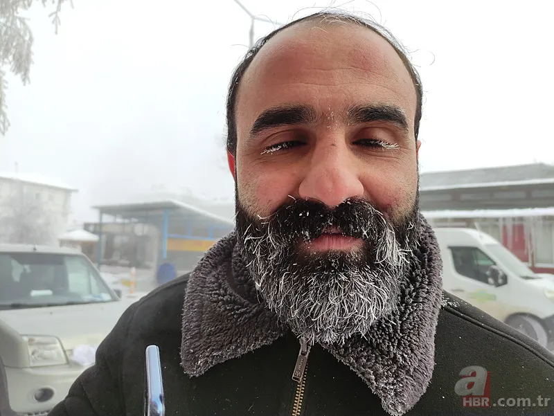 Görüntüler Türkiye'den! Kirpikleri ve sakalı soğuktan dondu 4