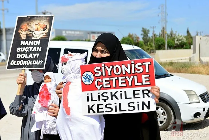 Adana’da İsrail zulmü protesto edildi! ABD Konsolosluğu önüne kanlı oyuncak bebek bırakıldı