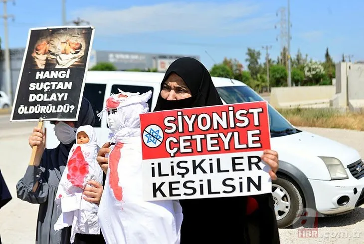 Adana'da İsrail zulmü protesto edildi! ABD Konsolosluğu önüne kanlı oyuncak bebek bırakıldı