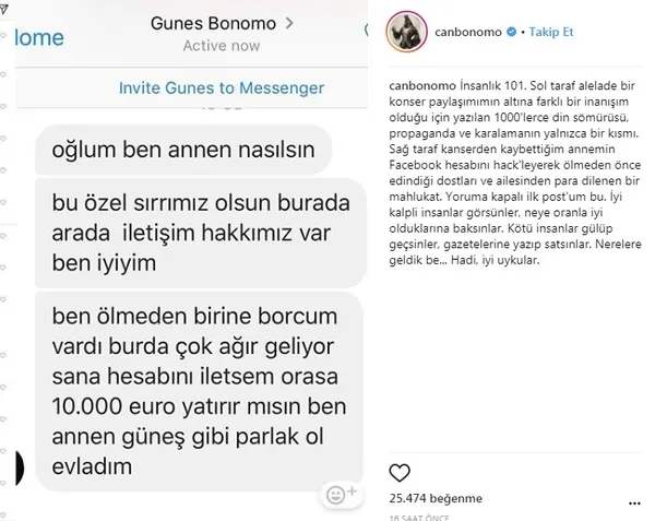 Can Bonomo'ya ölen annesinin hesabından mesaj geldi: Oğlum borcumu öde! - 1