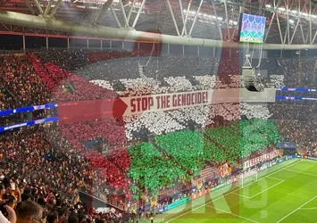 Galatasaray tribünlerinden Filistin’e anlamlı destek: “Soykırımı durdurun!”