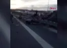 Feci kaza! Lastiği patlayan araç...