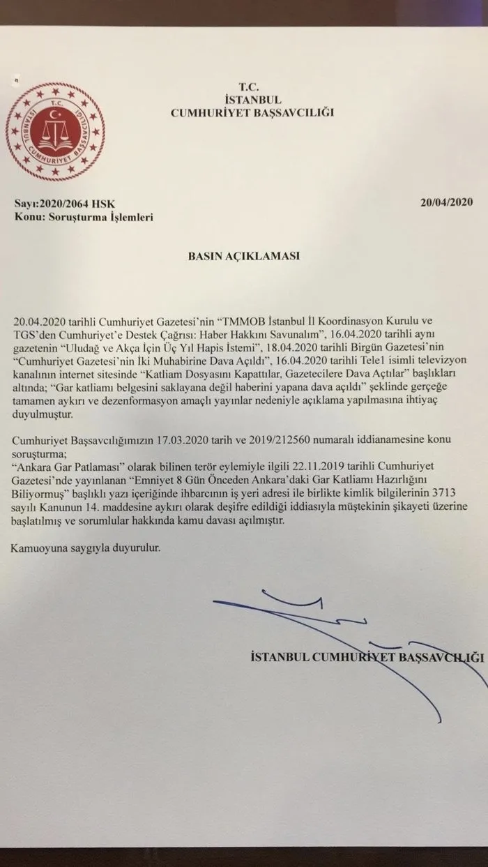 Son dakika: Cumhuriyet Gazetesi muhabiri Alican Uludağ ve Sorumlu Yazıişleri Müdürü Olcay Büyüktaş Akça hakkında iddianame