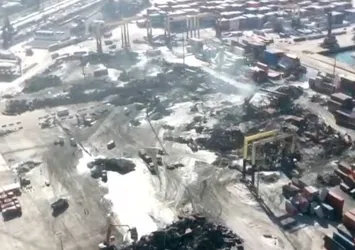 İşte yangın sonrası İskenderun Limanı