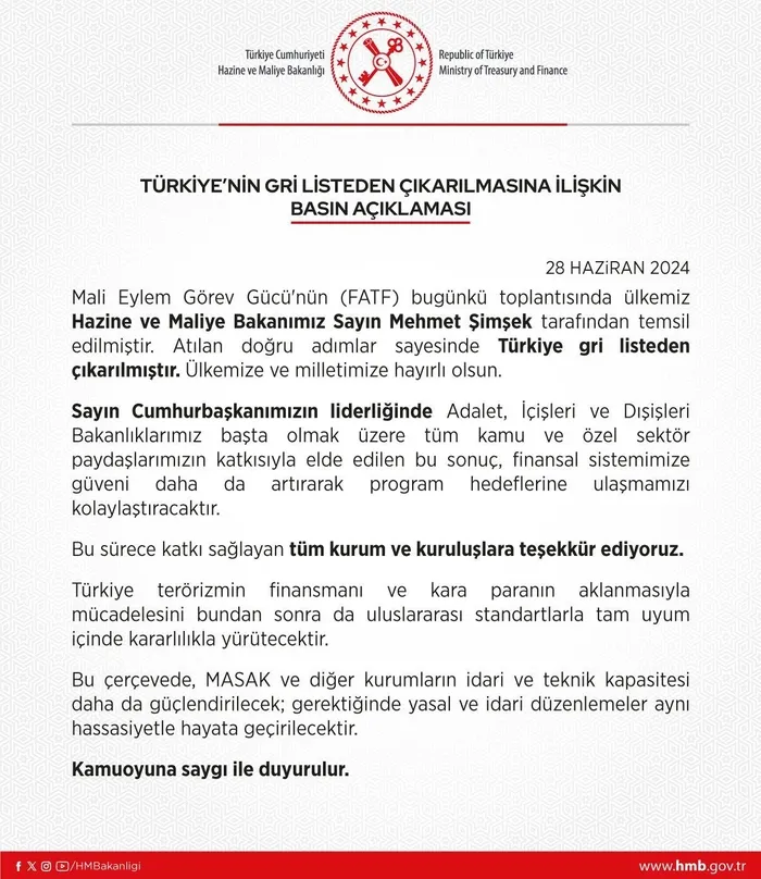 Piyasalar FATF’ın kararına kilitlenmişti! Türkiye gri listeden çıkarıldı! Bakan Mehmet Şimşek’ten flaş açıklama: Başardık