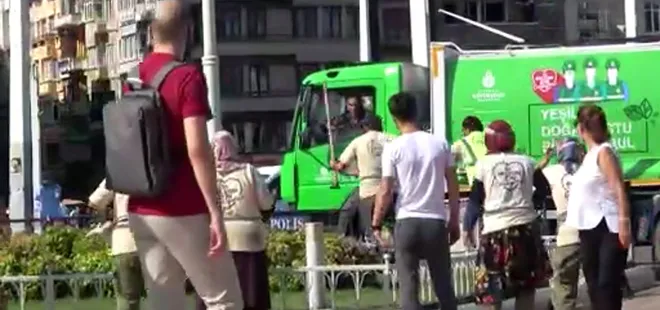 İBB çalışanları Taksim’de birbirine girdi