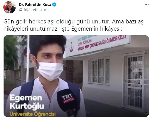 Son doz Kovid-19 aşısı ziyan olmadı! Sağlık Bakanı Fahrettin Koca Egemen Kurtoğlu'nun hikayesi paylaştı - 4