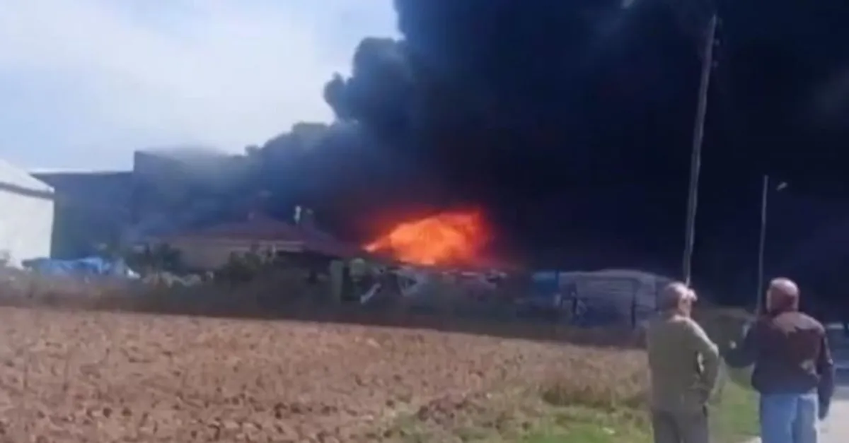 Tekirdağ'da boya fabrikası alev alev yandı