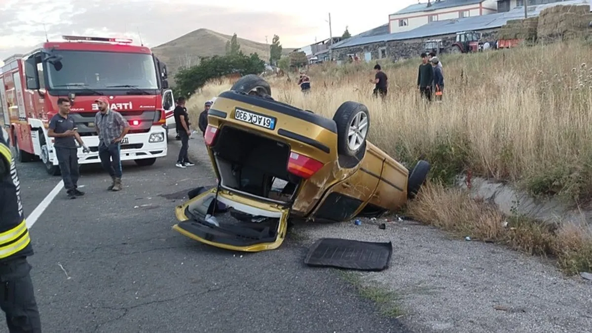Erzurum'da feci kaza! Takla atan otomobildeki 1 kişi öldü sürücü ağır yaralandı