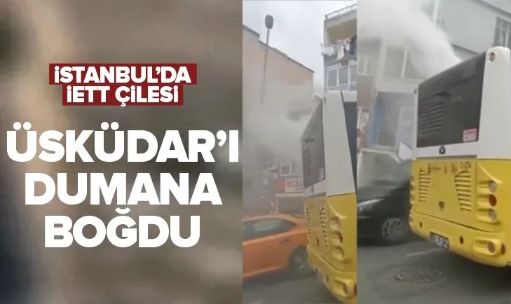İstanbul’da İETT çilesi! Arızalanan otobüs sokağı dumana boğdu