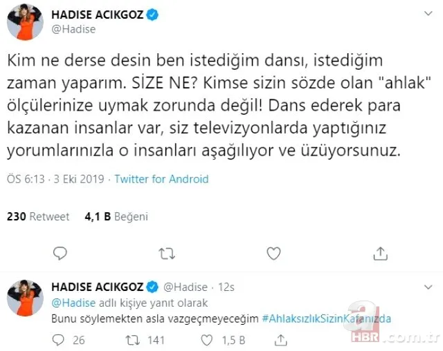 Dans videosuyla eleştirilen Hadise ateş püskürdü 5