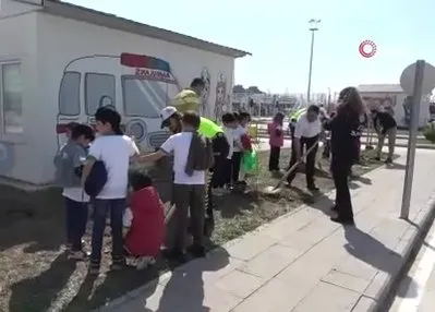 100 öğrenci 116 adet fidan dikti