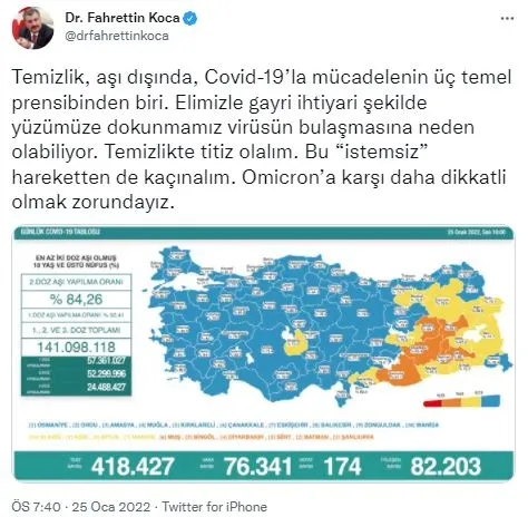 Son dakika: Sağlık Bakanlığı günlük koronavirüs tablosunu açıkladı | 25 Ocak Salı vaka ve vefat sayıları - 2