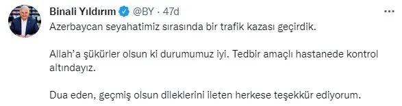 AK Parti Genel Başkan Vekili Binali Yıldırım Azerbaycan’da trafik kazası geçirdi! İşte ilk görüntüler | Sağlık durumu nasıl?