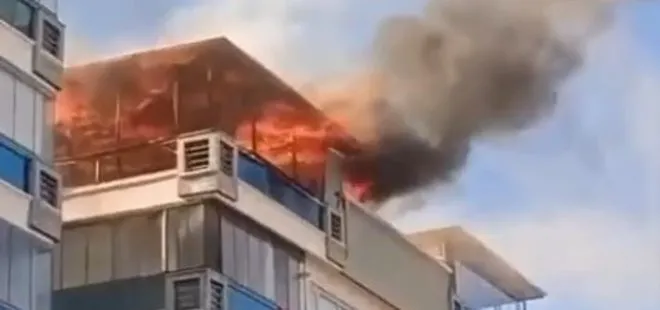 Ankara’da 7 katlı binanın teras katında yangın