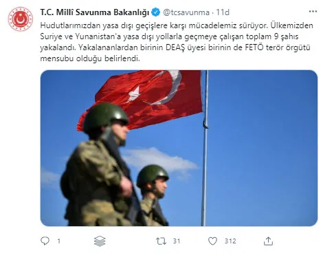 Son dakika: MSB duyurdu: Sınırdan kaçmaya çalışan 1'i FETÖ, 1'i DEAŞ mensubu 9 kişi yakalandı - 1