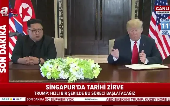 Trump ve Kim'den Singapur'da tarihi imza! Trump'tan flaş açıklamalar...