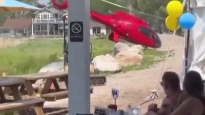 Helikopter böyle yan yattı