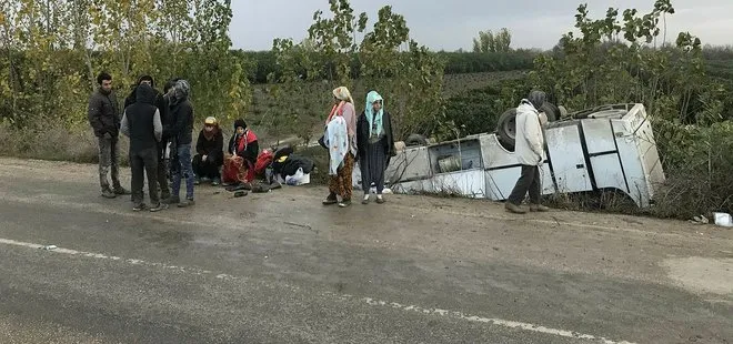 Adana’da tarım işçilerini taşıyan midibüs devrildi: 11 yaralı