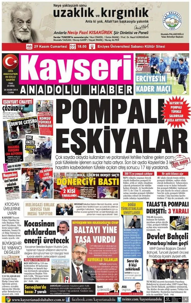 28/11/2014 - Anadolu gazeteleri manşetleri