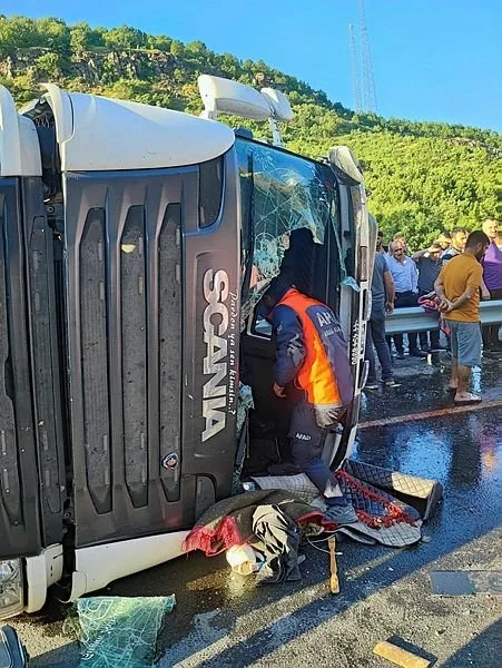 1687720418475.jpg Kurban Bayramı öncesinde Bitlis'ten kötü haber! Karayolunda TIR devrildi sürücü ve 150 koyun öldü - 3