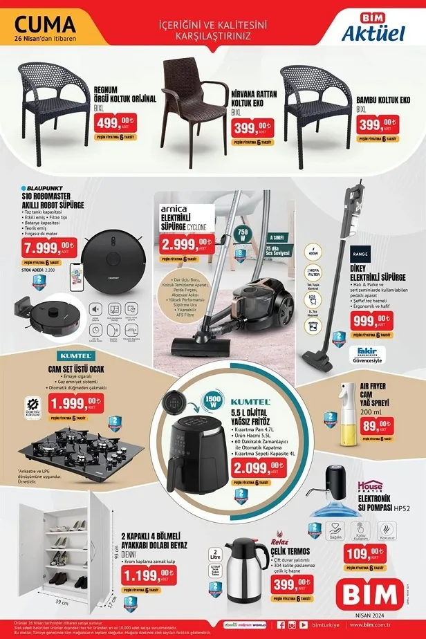 BİM 26 Nisan aktüel kataloğu yayınladı! BİM’de bu hafta robot süpürge, çamaşır sepeti, ayakkabılık, elektrikli su pompası uyguna satışta