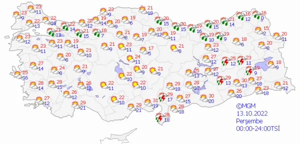 1665497785527.png Sıcaklıklar bir anda düşecek! Kuvvetli sağanak yağış yolda! Meteoroloji'den üst üste uyarılar... İstanbul Ankara İzmir hava durumu - 6