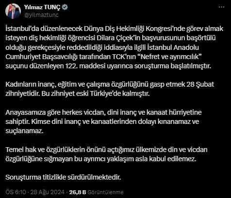 Diş Hekimliği Kongresi’nde başörtüsü ayrımcılığı iddiasına soruşturma
