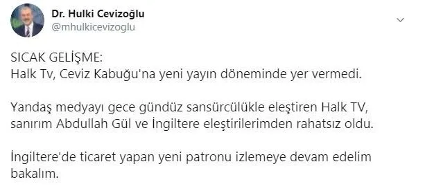 Abdullah Gül’ü eleştiren Hulki Cevizoğlu’na büyük şok! CHP yandaşı Halk TV Ceviz Kabuğu programına son verdi