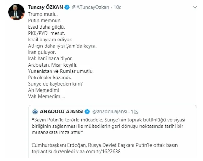 Tüm dünyanın Türkiye’nin zaferi dediği ABD ve Rusya anlaşmalarını CHP beğenmedi