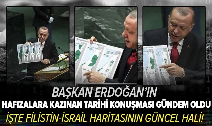 Başkan Recep Tayyip Erdoğan'ın yıllar önce gösterdiği Filistin-İsrail haritası güncellendi! İşte o tarihi konuşma
