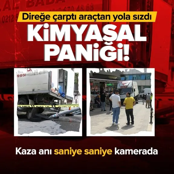 İstanbul’da kimyasal paniği! Elektrik direğine çarptı yola aktı