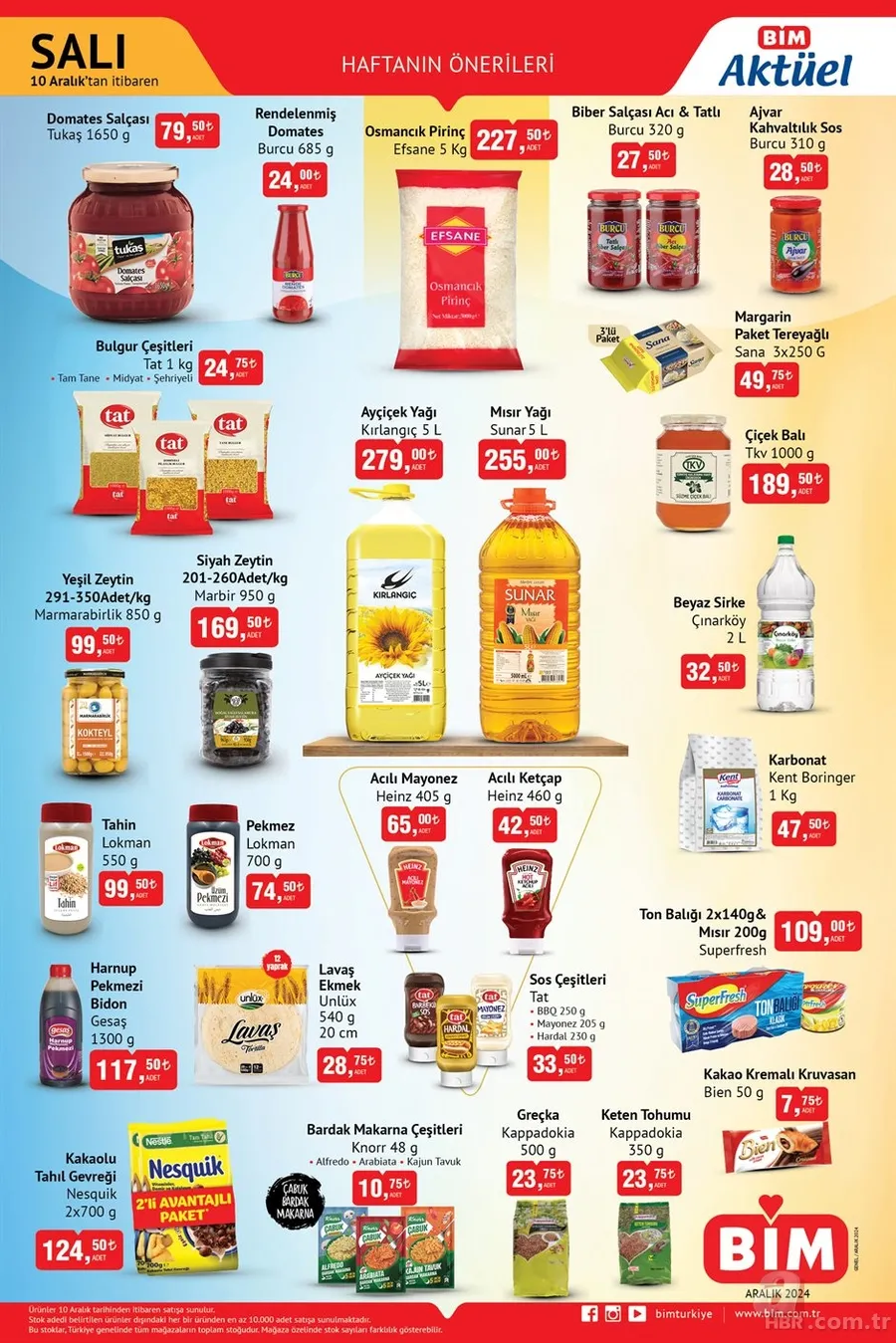 BİM aktüel 10-13 Aralık 2024 | 5 litre ayçiçek yağı 279 TL, ısıtıcı çeşitleri 339 TL'den başlayan fiyatlarla satışta... 10