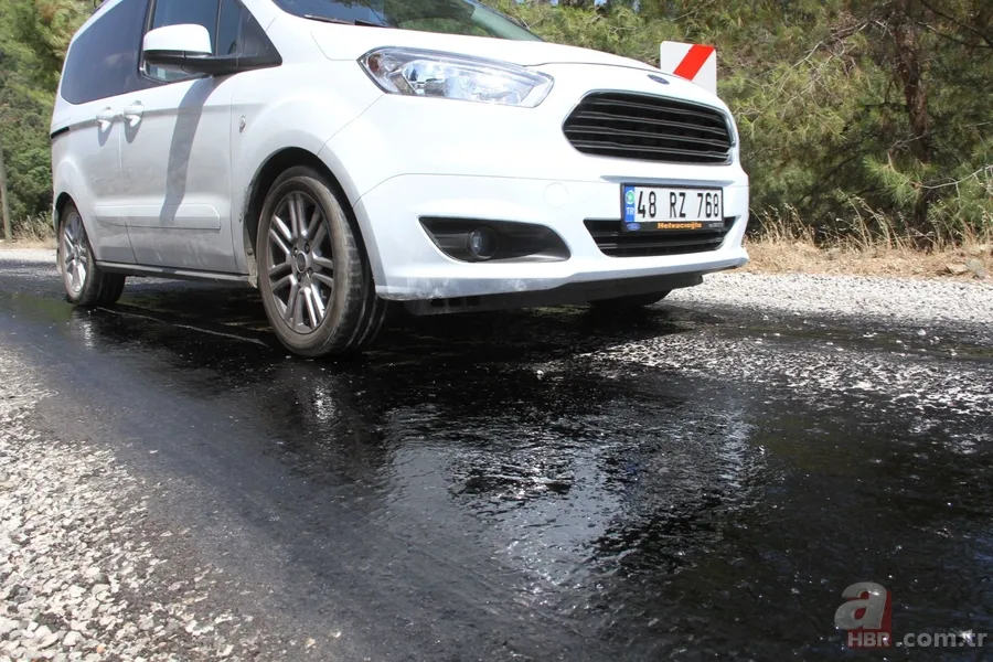 Fethiye'de asfalt eriten sıcaklar hayatı durdurdu 15