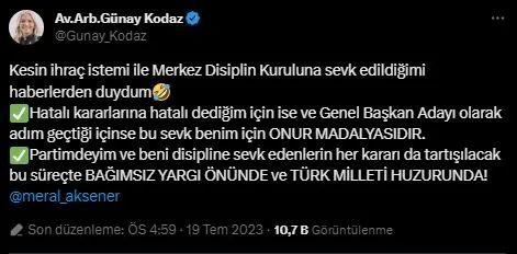 İYİ Parti’de büyük kriz! Meral Akşener diktatörlüğünü ilan etti! İstifa isteyen partiden gönderiliyor! Ethem Baykal’dan FETÖ göndermesi