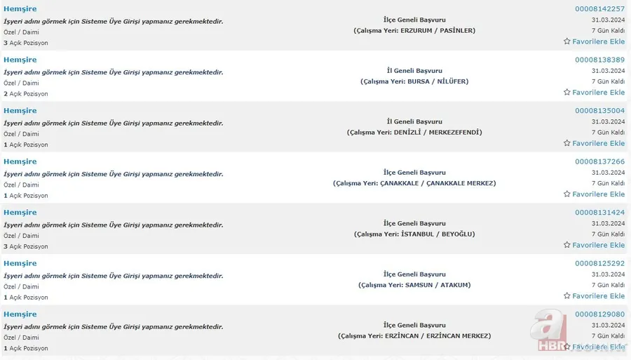 Lise mezunu 685 Hemşire alımı! İŞKUR KPSS şartsız Hemşire istihdamı için ilanlar tek tek listelendi 10