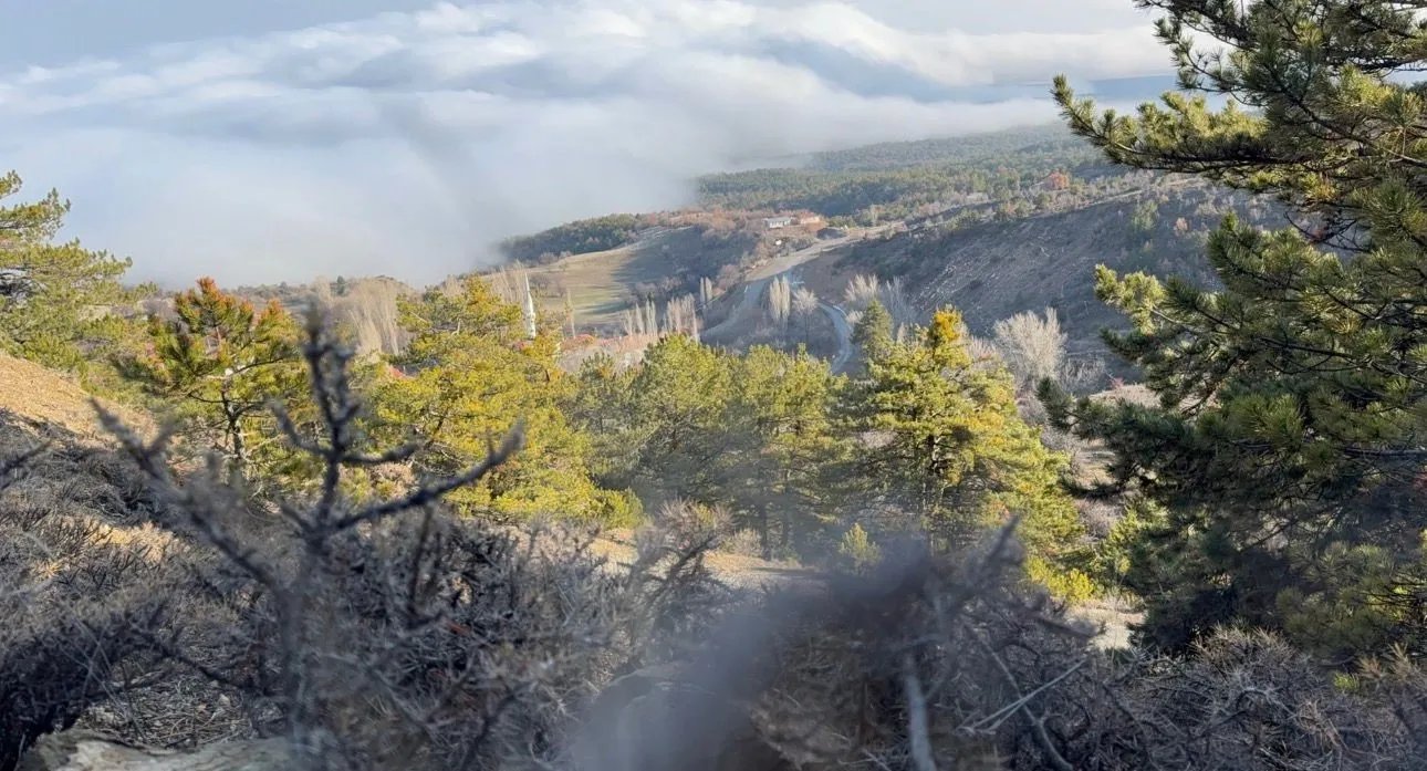 Çankırı'yı kaplayan sis bulutları havadan görüntülendi