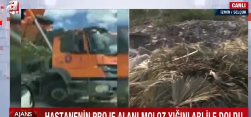 CHP'li İzmir Büyükşehir Belediyesi hastane projesi alanını çöplüğe çevirdi! Molozları belediye kamyonu döküyor