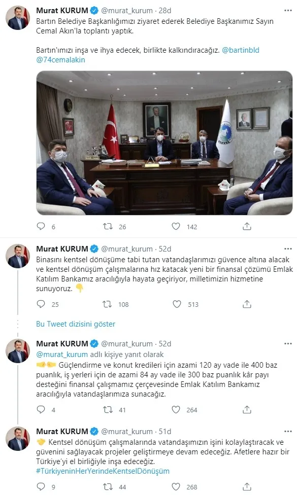 Çevre ve Şehircilik Bakanı Murat Kurum: Depremi biz terörle mücadele gibi önemsiyoruz