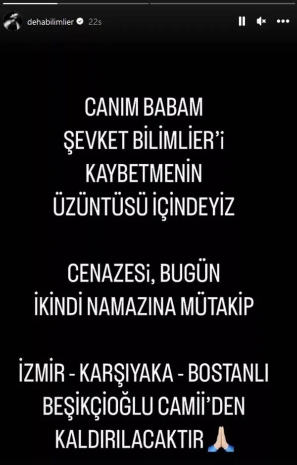 Ünlü şarkıcı Deha Bilimlier’in baba acısı! Son yolculuğuna uğurladı