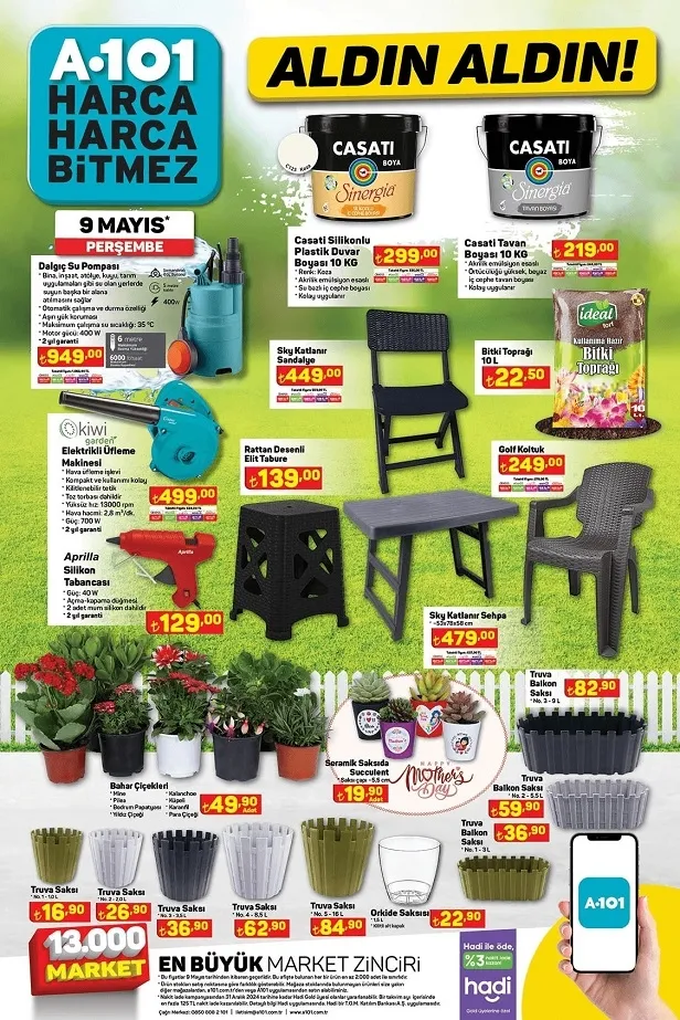 A101 13 Mayıs aktüel kataloğu yayınladı! A101’e uygun fiyata 3 musluklu su sebili, dikiş makinesi, hamur makinesi, halı yıkama makinesi satışta